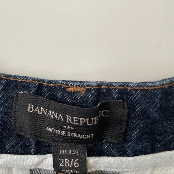Banana Republic Luxe Mid Rise Straight Denim Jeans Dark Wash, Size 28/6 Regular - Picture 8 of 14